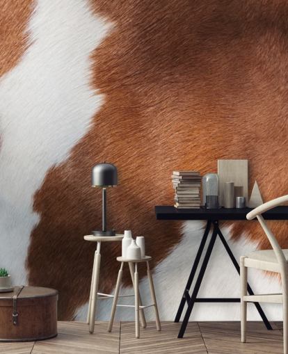 Ruskea ja valkoinen lehmä tulostaa seinämaalaus Ruskea ja valkoinen lehmä tulostaa seinämaalaus