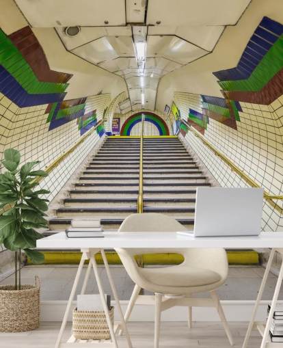 Decorazione murale 3D con tunnel blu, rosso e verde Decorazione murale 3D con tunnel blu, rosso e verde