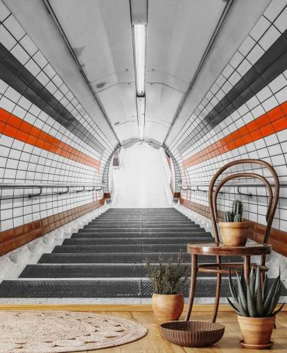 Oransje og svart Tunnel Veggmaleri Oransje og svart Tunnel Veggmaleri