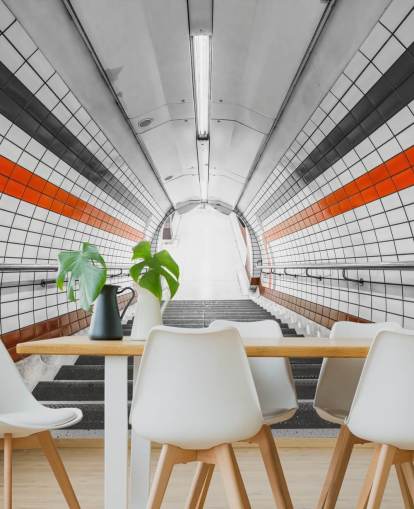 Décoration murale tunnel orange et noir Décoration murale tunnel orange et noir