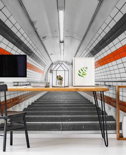 Orange and Black Tunnel Wall Mural Orange and Black Tunnel Wall Mural