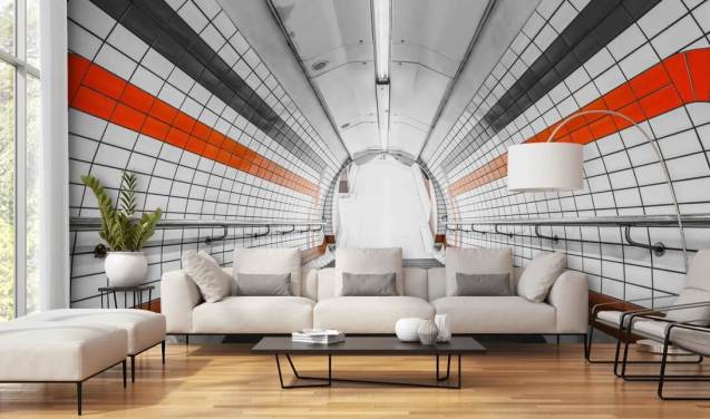 Orange and Black Tunnel Wall Mural
