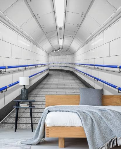 Blue and White Underground Wall Mural Blue and White Underground Wall Mural