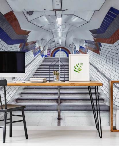 Decorazione murale sotterranea rossa e blu Decorazione murale sotterranea rossa e blu