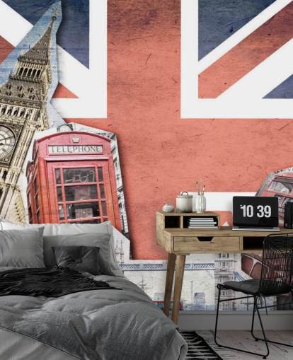 Collage mural Union Jack Londres Collage mural Union Jack Londres