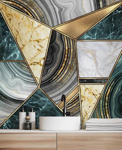 teal, marmor och guld deco kakel tapeter teal, marmor och guld deco kakel tapeter