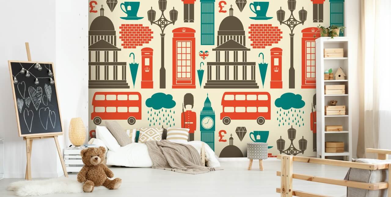 Papel de parede azul e vermelho de Londres