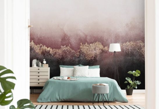rosa abstrakt tapetmaleri kalt Pink Sky av Elizabeth Fredriksson for soverom og stuer