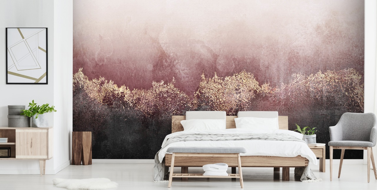 pink abstract wallpaper mural called Pink Sky by Elizabeth Fredriksson for bedrooms and living rooms