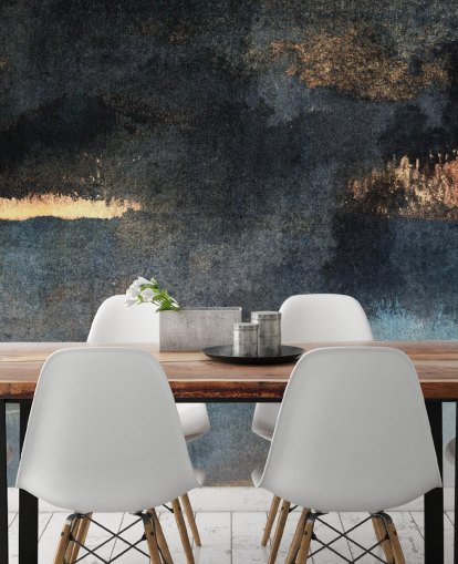 blue and gold customisable concrete wallpaper mural called Rain with Sun by Elizabeth Fredriksson for bedroom or bathroom blue and gold customisable concrete wallpaper mural called Rain with Sun by Elizabeth Fredriksson for bedroom or bathroom