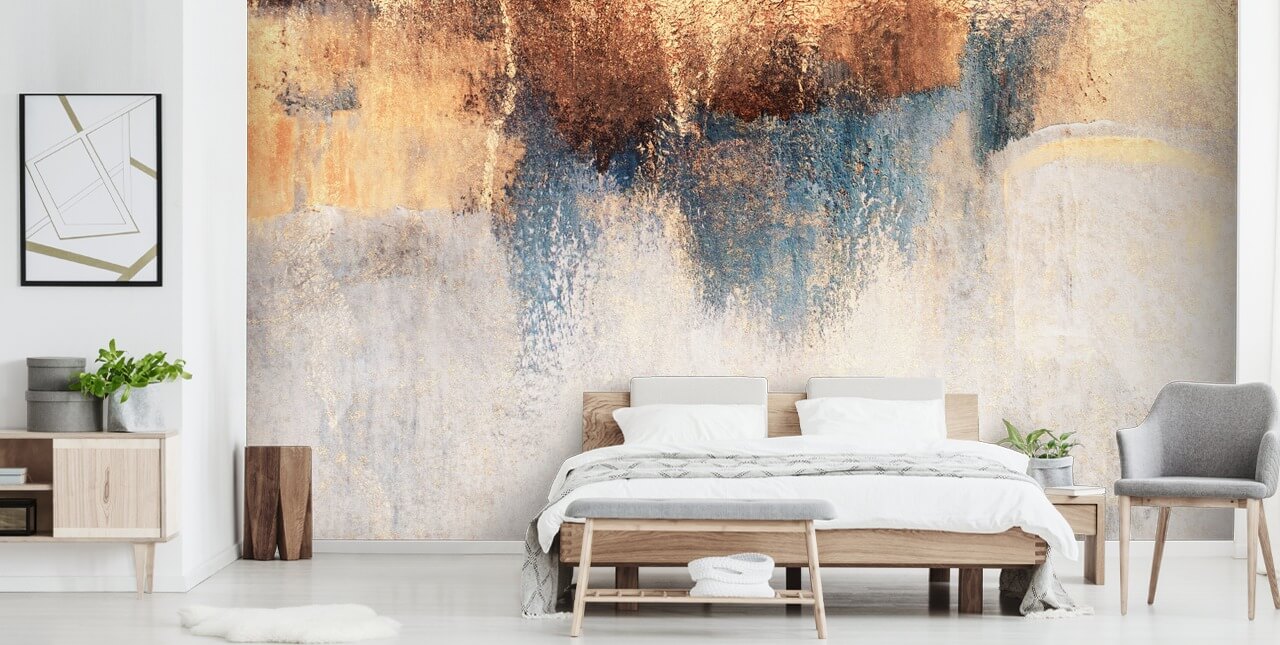 white and blue concrete wallpaper mural called Storm Ahead by Elizabeth Fredriksson for bedroom or bathroom