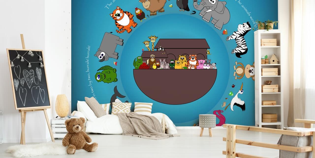 Papel de Parede Círculo de Animais da Arca