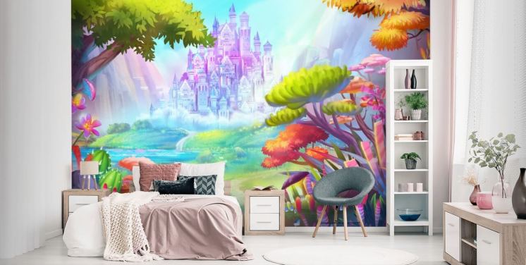 farverige fe prinsesse slot tapet