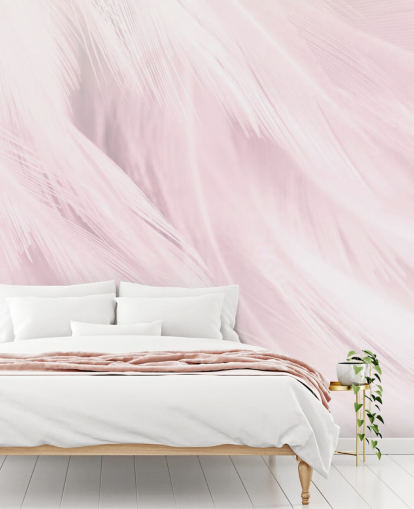 Lys Pink Fjer Print Vægmaleri Lys Pink Fjer Print Vægmaleri