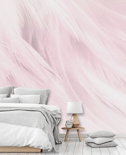Light Pink Feather Print Mural Light Pink Feather Print Mural