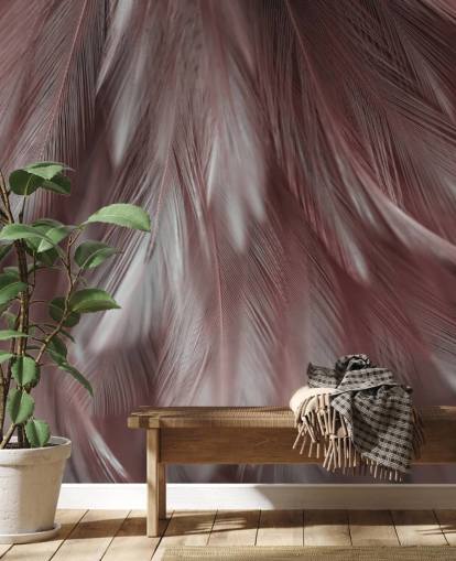 Ash Pink Feather Mural Ash Pink Feather Mural