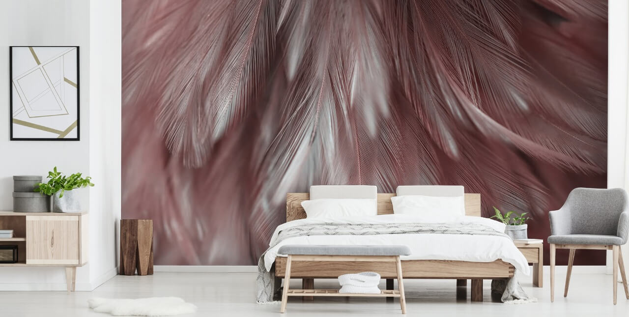 Ash Pink Feather Muurschildering