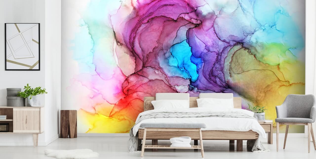 Multi-Coloured Watercolour Wall Mural Multi-Coloured Watercolour Wall Mural