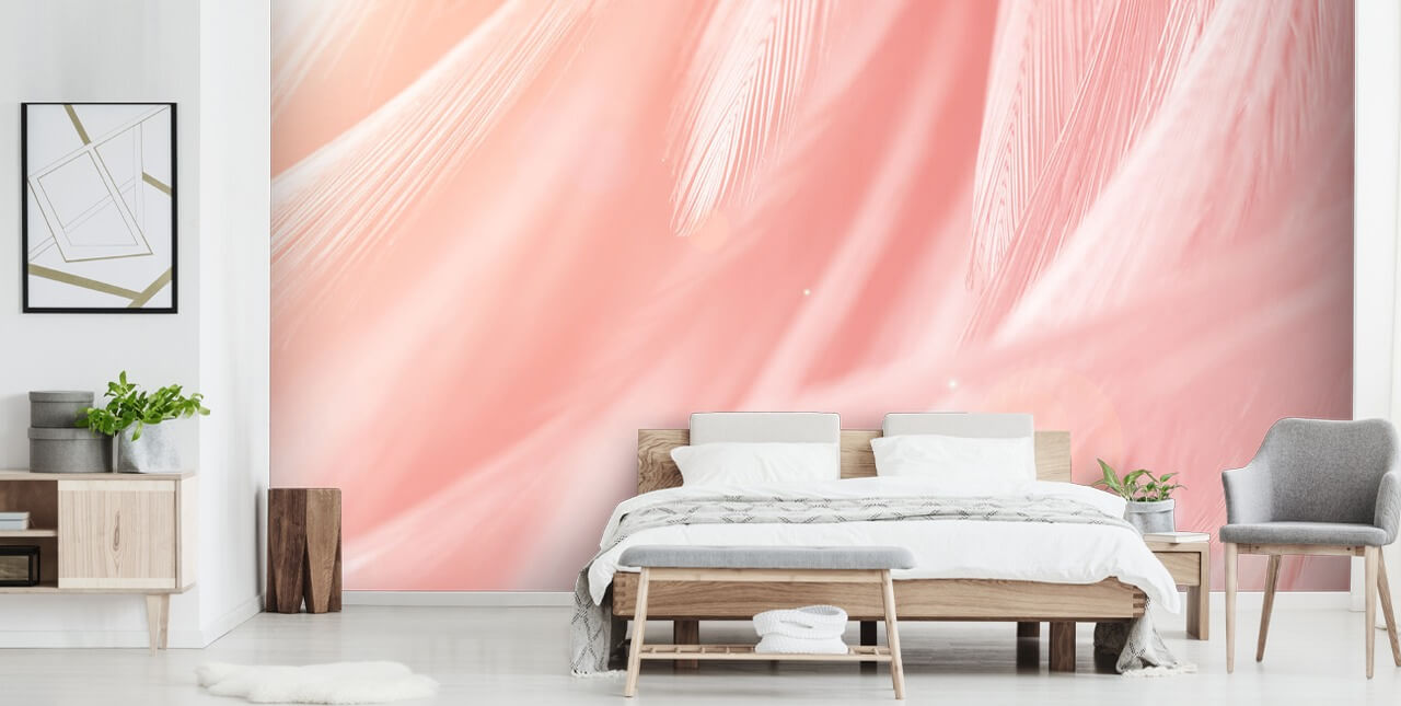 Pastell Rosa fjær Print Mural Pastell Rosa fjær Print Mural