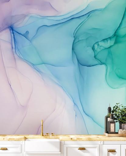 Lila, blaue und grüne Aquarell-Tapete Lila, blaue und grüne Aquarell-Tapete