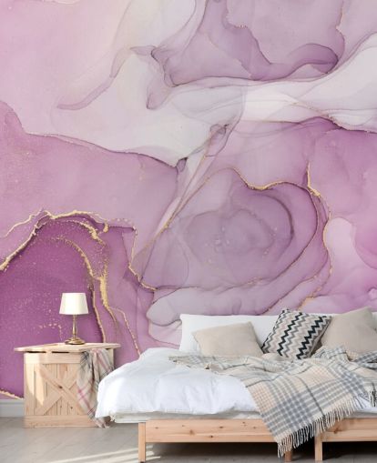 Decorazione murale con acquerello viola e viola Decorazione murale con acquerello viola e viola