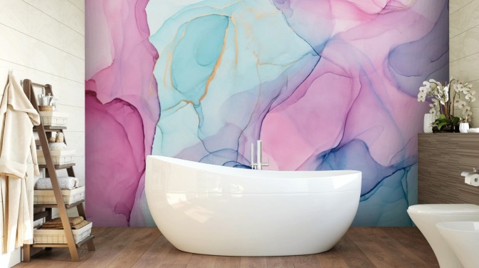 Pastel Pink og Blå Akvarel Baggrund