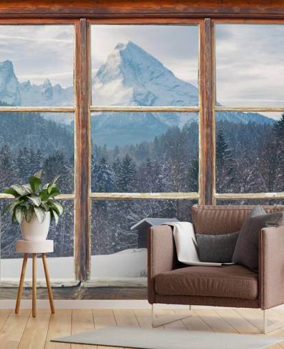 Snowy Mountain Window View Wallpaper Snowy Mountain Window View Wallpaper