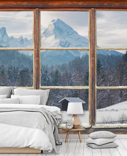 Snowy Mountain Window View Wallpaper Snowy Mountain Window View Wallpaper