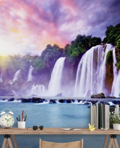purple and blue waterfall wallpaper called Banyue Waterfall for living rooms, home offices and businesses purple and blue waterfall wallpaper called Banyue Waterfall for living rooms, home offices and businesses