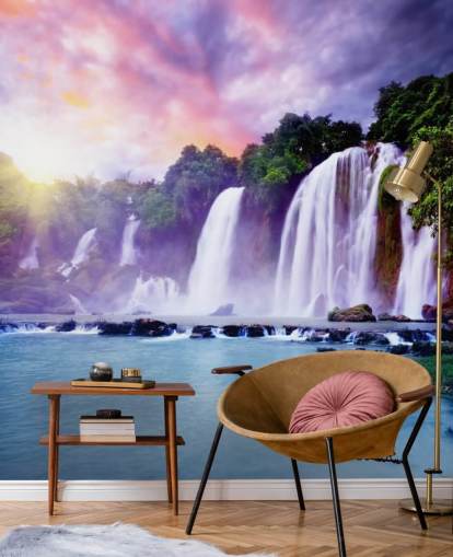 lila und blaue Wasserfall-Tapete namens Banyue Waterfall für Wohnzimmer, Heimbüros und Unternehmen lila und blaue Wasserfall-Tapete namens Banyue Waterfall für Wohnzimmer, Heimbüros und Unternehmen