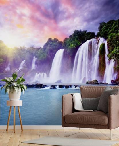 papier peint en cascade violet et bleu appelé Banyue Waterfall pour les salons, les bureaux à domicile et les entreprises papier peint en cascade violet et bleu appelé Banyue Waterfall pour les salons, les bureaux à domicile et les entreprises