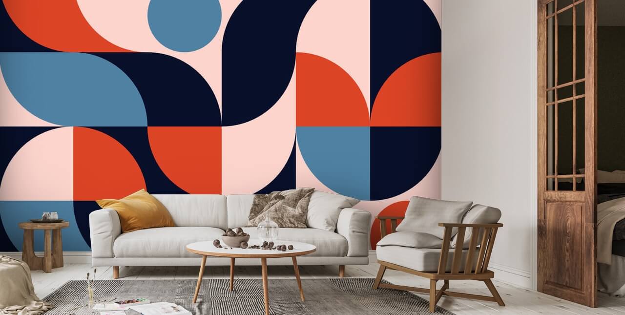 Groovy Geometric Wall Mural | Wallsauce US