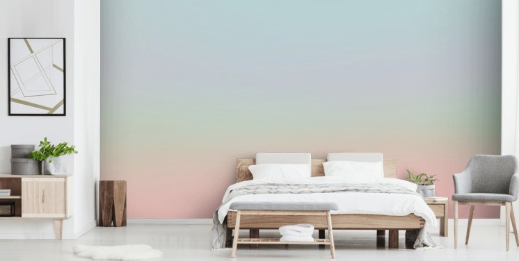 blue, pink and green ombre wallpaper mural called Flowers Ombre