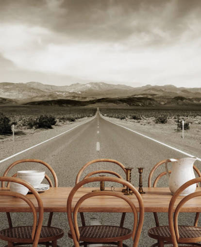 Empty Californian Highway in the Desert Landscape Wallpaper Empty Californian Highway in the Desert Landscape Wallpaper