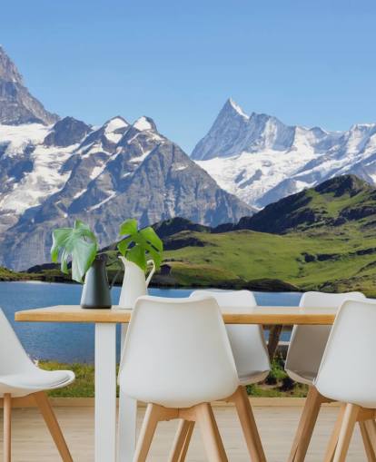 Snow Capped Mountain and Lake Wall Mural Snow Capped Mountain and Lake Wall Mural