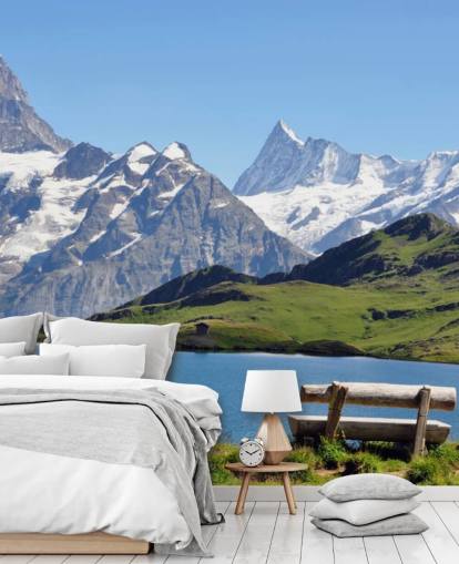 Snow Capped Mountain and Lake Wall Mural Snow Capped Mountain and Lake Wall Mural