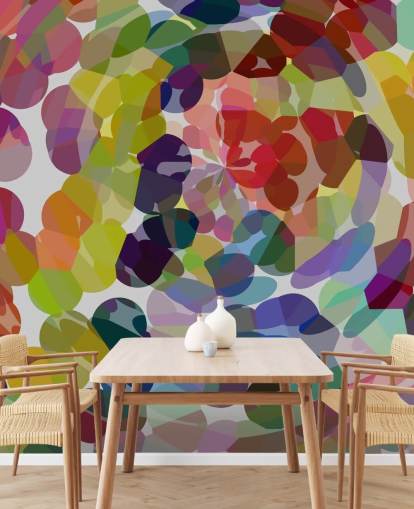 Mural de pared abstracto con espirales o círculos coloridos Mural de pared abstracto con espirales o círculos coloridos