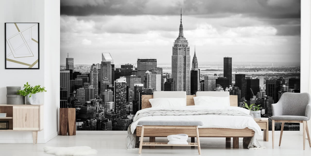 Sort og hvid New York Skyline Baggrund