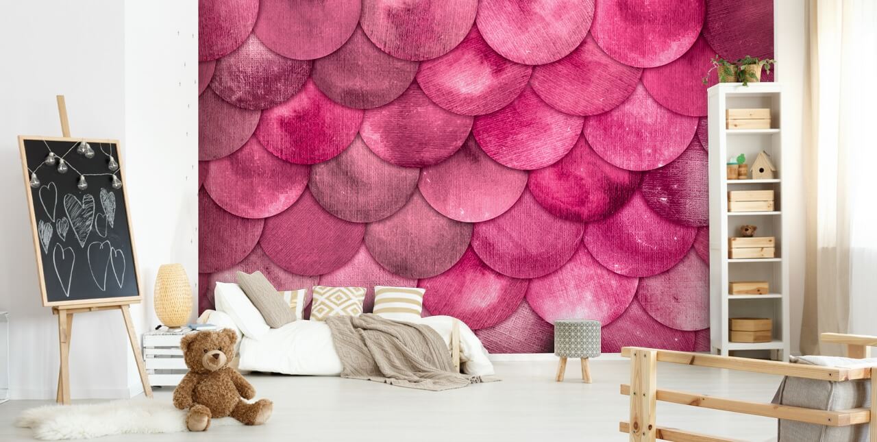pink havfrue skalaer tapet