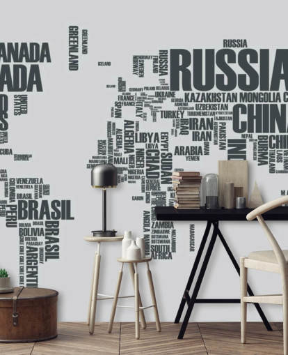 World Map Word Cloud Mural Wallpaper World Map Word Cloud Mural Wallpaper