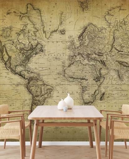 falmet brunt brugerdefineret verdenskort tapetmaleri kaldet 19th Century Vintage Map til kontorer og soveværelser falmet brunt brugerdefineret verdenskort tapetmaleri kaldet 19th Century Vintage Map til kontorer og soveværelser