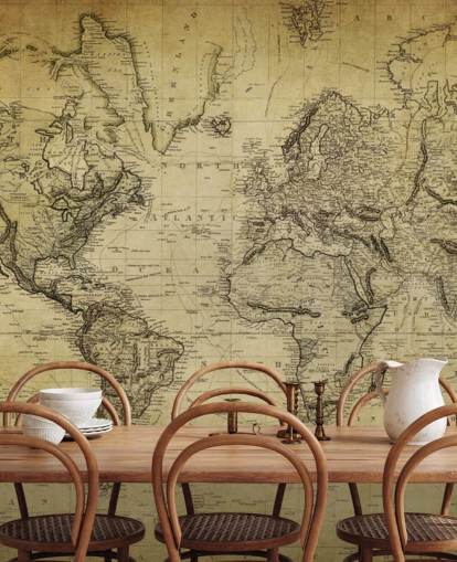 mural de papel de parede de mapa mundial personalizado marrom desbotado chamado Mapa vintage do século 19 para escritórios e quartos mural de papel de parede de mapa mundial personalizado marrom desbotado chamado Mapa vintage do século 19 para escritórios e quartos