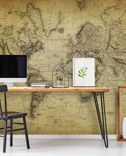 mural de papel pintado de mapa mundial personalizado de color marrón descolorido llamado Mapa vintage del siglo XIX para oficinas y dormitorios mural de papel pintado de mapa mundial personalizado de color marrón descolorido llamado Mapa vintage del siglo XIX para oficinas y dormitorios
