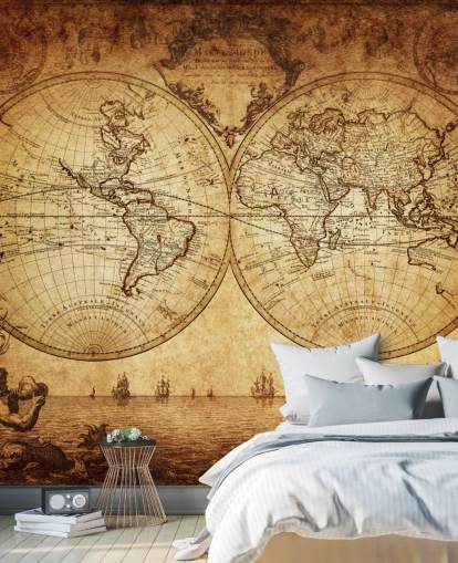 brown customisable world map wallpaper mural called 18th Century World Map for living room brown customisable world map wallpaper mural called 18th Century World Map for living room