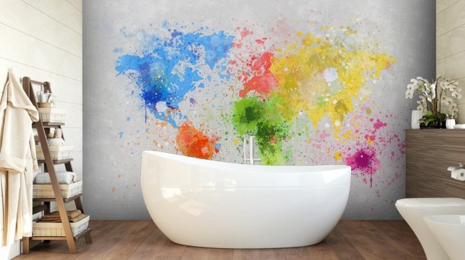 custom world map wallpaper mural called World Map Painting for offices and schools