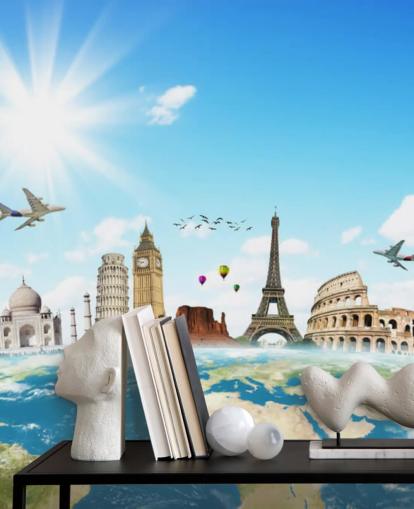 Monuments of the World skyline mural Monuments of the World skyline mural