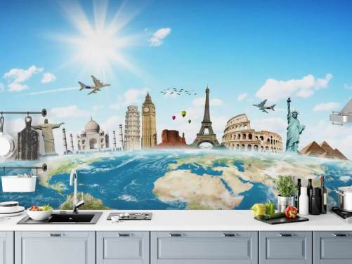 Monuments of the World skyline mural