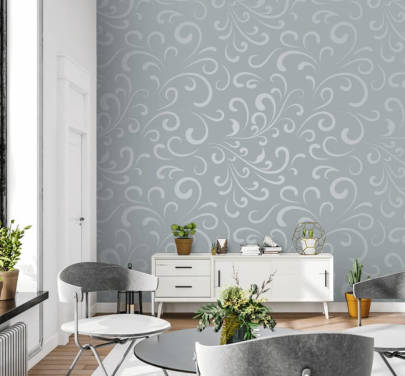 Floral Pattern - Grey Pattern Wallpaper