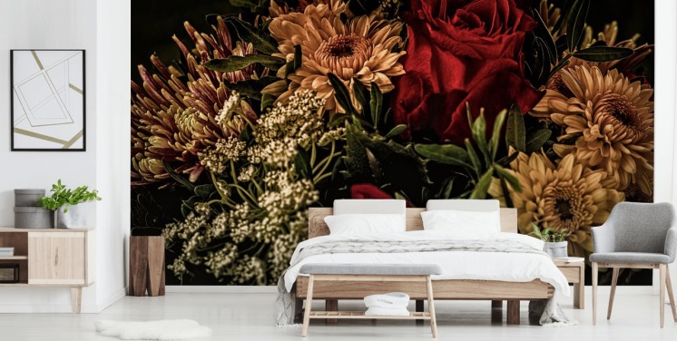 Mörka blommiga rosor och blommor Bakgrund