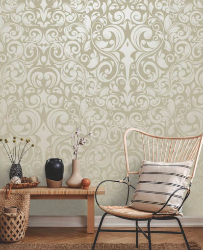 Papel pintado vintage con efecto plateado Papel pintado vintage con efecto plateado